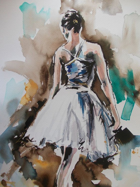 Admiration III - Ballerina Watercolor Painting