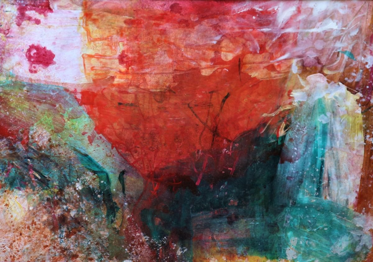 Abstract Acrylic Painting By Florina Breazu, 16 X 12, Sunset, Original Artwork