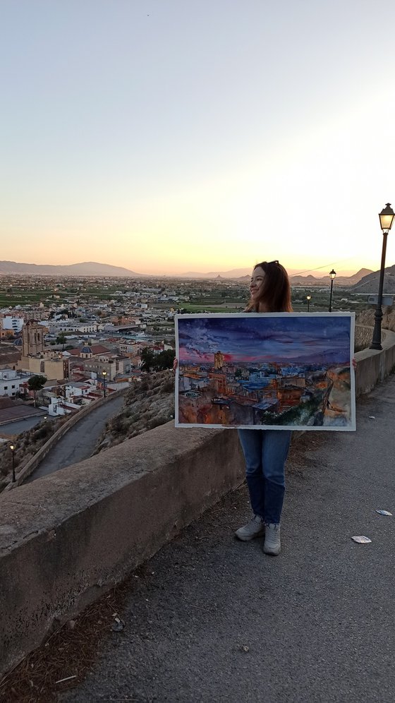 Night city of Orihuela, Spain