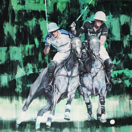 After the rain. Horse polo.