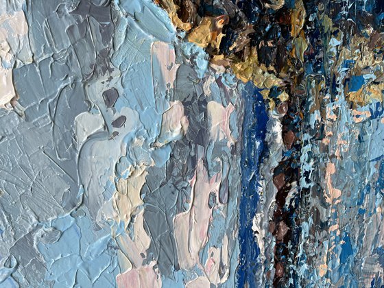 Textured seascape oil painting on canvas