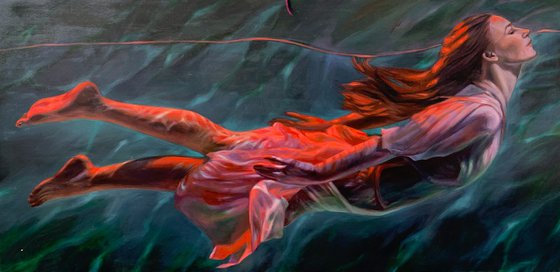 Ice and flame underwater large painting