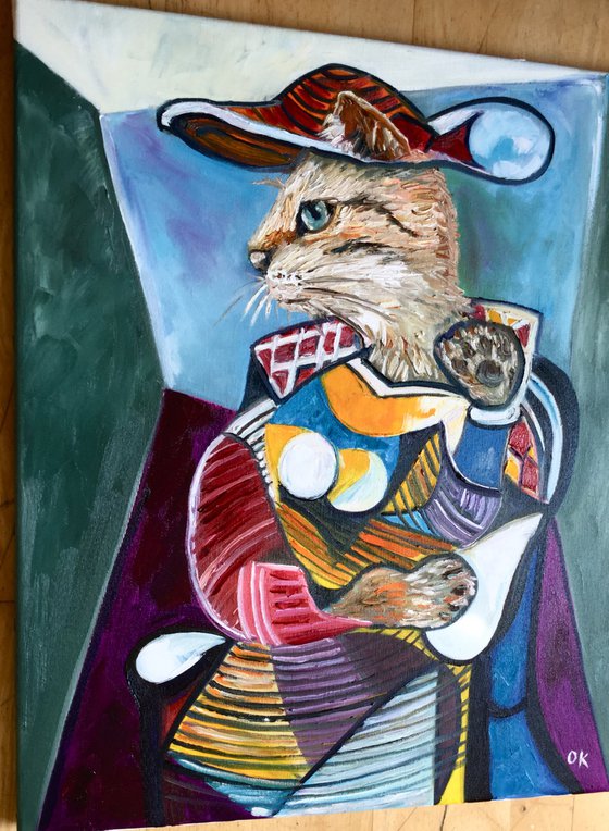 Cat version of Picasso painting FOR CAT LOVERS GIFT IDEA FELINE ART