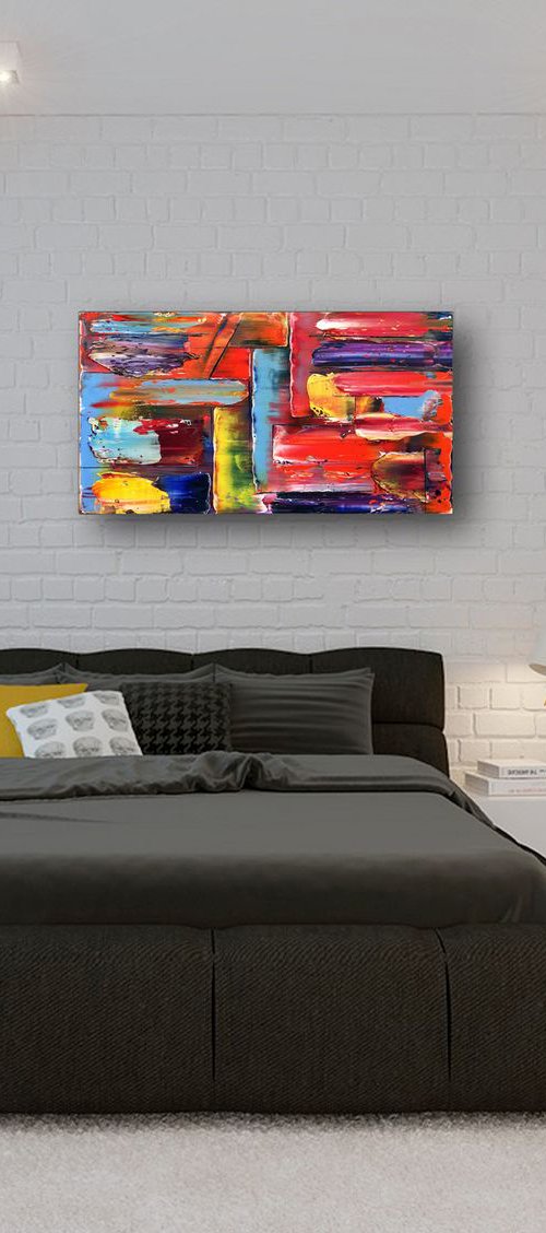 "Peel Back The Layers" - SPECIAL PRICE-  Original PMS Oil Painting On Reclaimed Wood - 30 x 16 inches by Preston M. Smith (PMS)