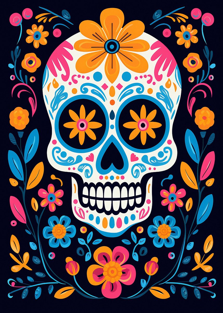 Expressive Portrait Acrylic Painting By Kosta Morr, 12 X 17", Calavera Vii, Original Artwork