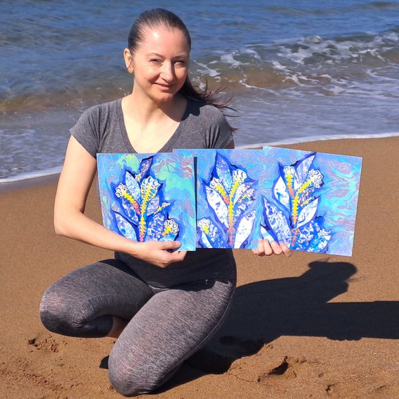 Blue Garden, set of 3