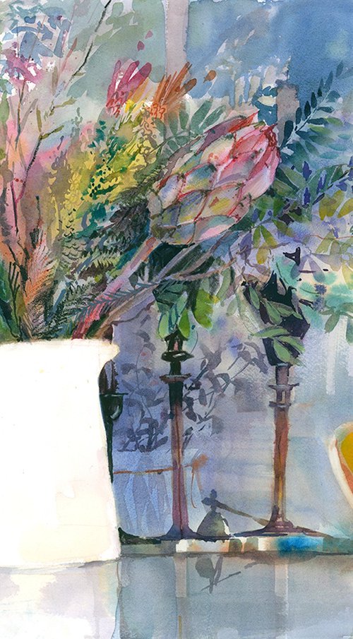 The White Vase #1 (Artist's home) - 46x61 cm by Alena Gastaldi