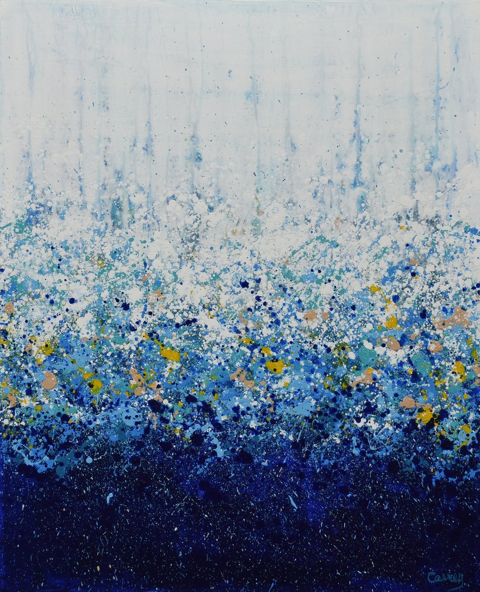 Abstract Landscape Acrylic Painting By Lisa Carney, 24 X 30", Seaflora, Original Artwork