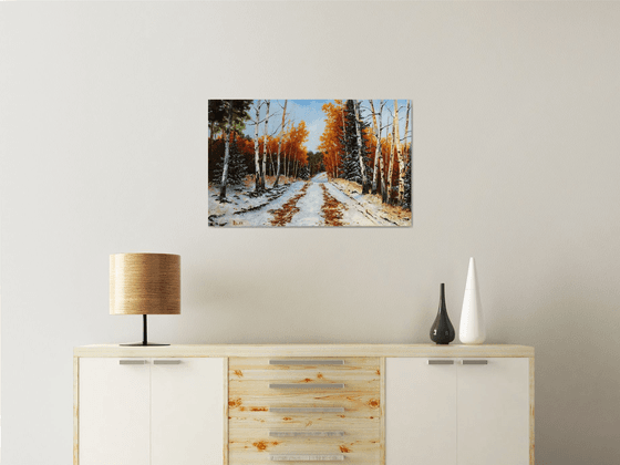 "The first snow in forest"