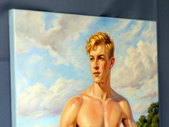SUMMER REVERIE (NUDE MAN ON THE BEACH)