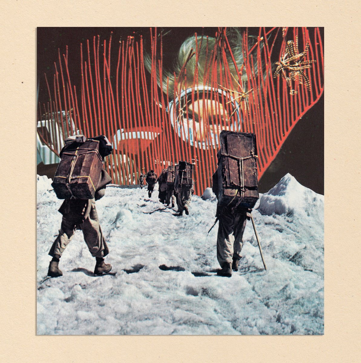 Surrealistic Portrait Collage By Jon Garbet, 8 X 8, Expedition, Original Artwork