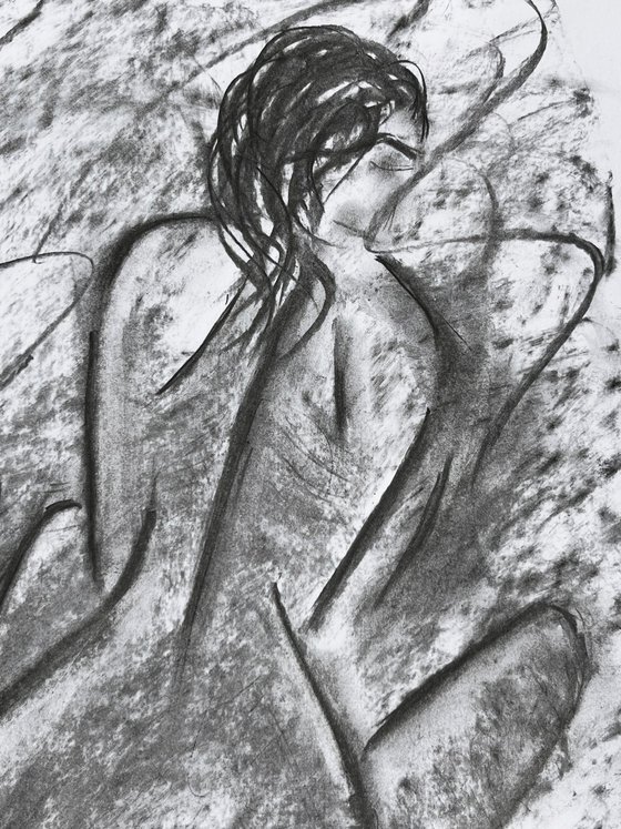 Woman Nude Charcoal Art