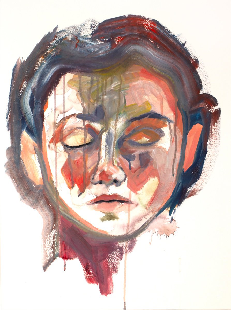 Expressive Portrait Oil Painting By Elizabeth Becker, 18 X 24, Tragedy, Original Artwork