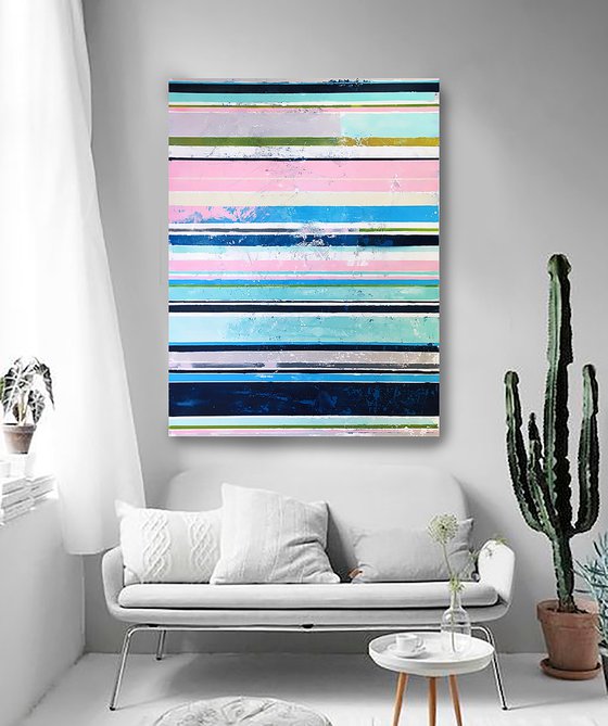 Stripes Painting 48x36" Abstract Art by Bo Kravchenko