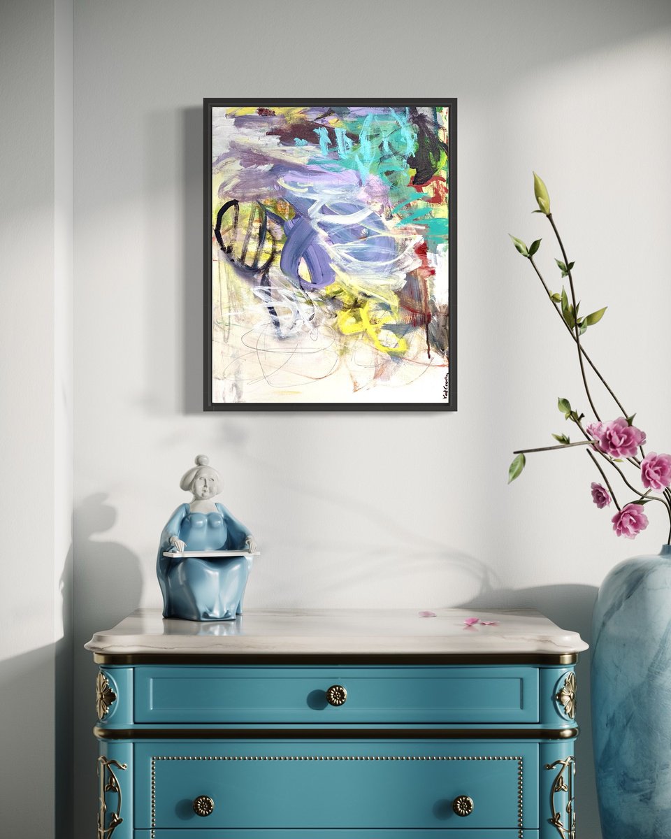 Organic Abstract Acrylic Painting By Kat Crosby, 16 X 20", Bound For Nowhere, Original Artwork