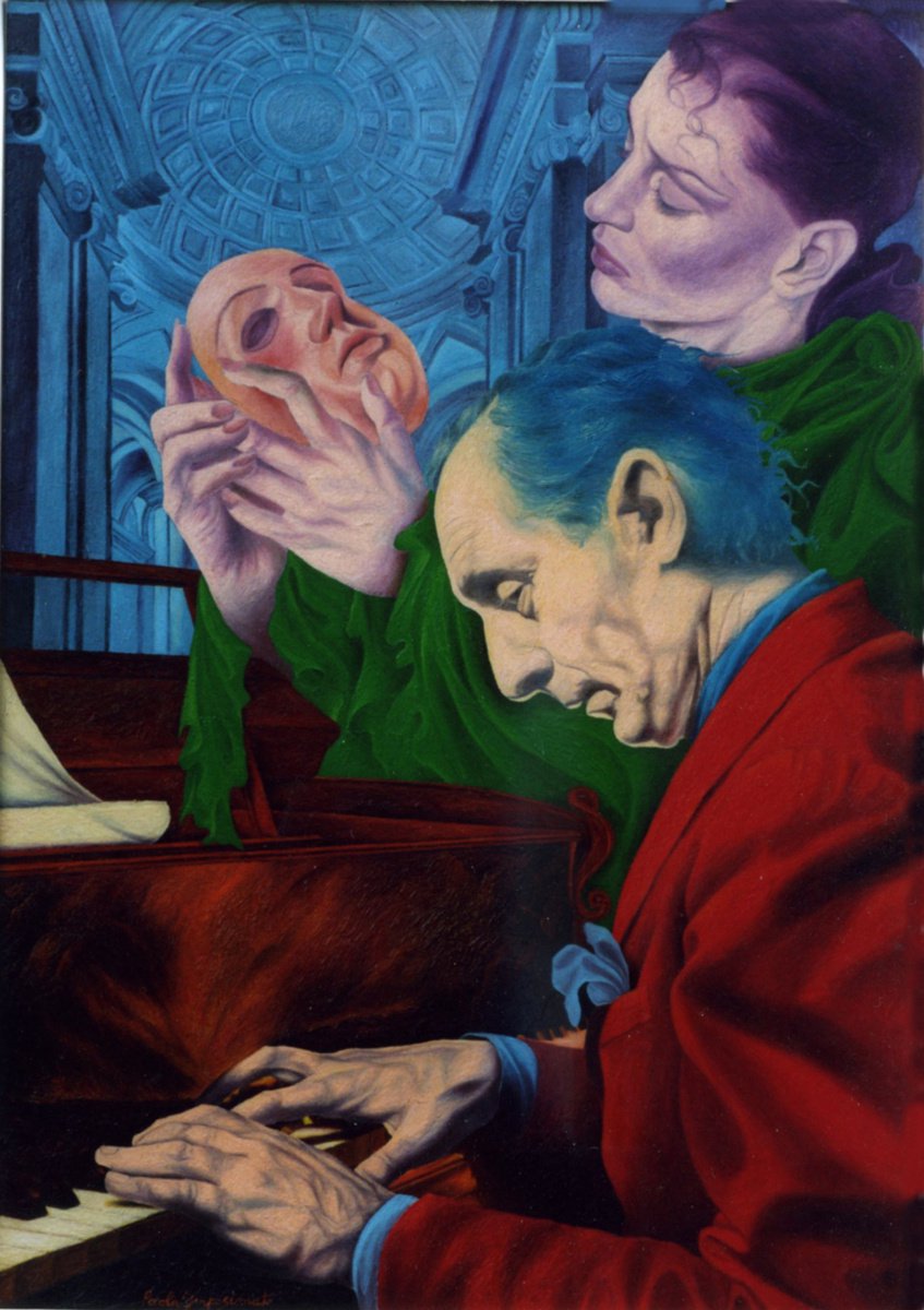 Expressive Portrait Oil Painting By Paola Imposimato, 19 X 27", Tribute To Vladimir Horowitz, Original Artwork