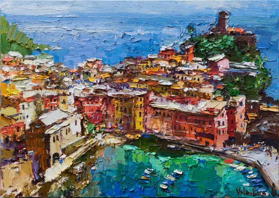 Italy - Original impasto landscape painting textured Oil painting Italy wall art