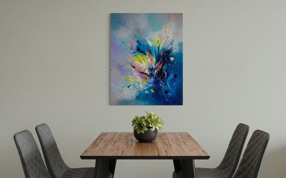 Yellow rose in blue ice