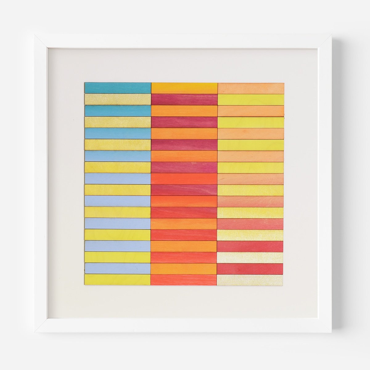 Geometric Abstract Acrylic Painting By Amelia Coward, 20 X 20, Yellow Blocks, Original Artwork