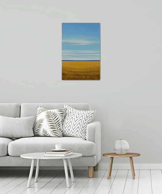 Golden Wheat Field - Blue Sky Landscape