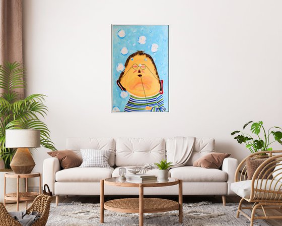 Karl- Friedrich - Abstract Acrylic Painting Whimsical Art Oversized Painting Blue Art Ready to Hang