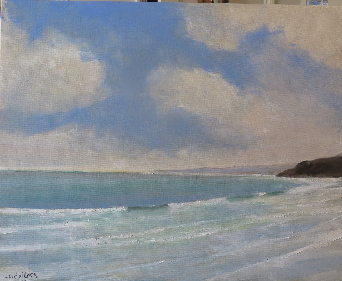 Impressionistic Landscape Oil Painting By Malcolm Ludvigsen, 30 X 24", Scarborough, March 11, Original Artwork