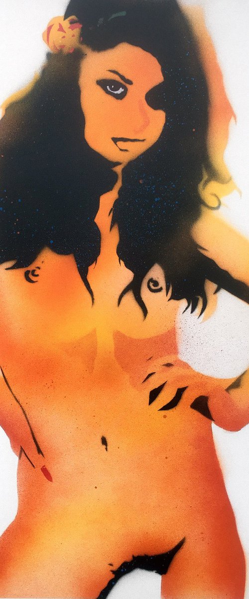 Sly girl 4 (on a box canvas). by Juan Sly