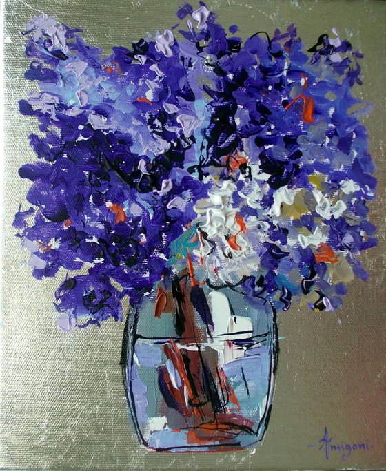 Lilacs III-Acrylic painting on canvas