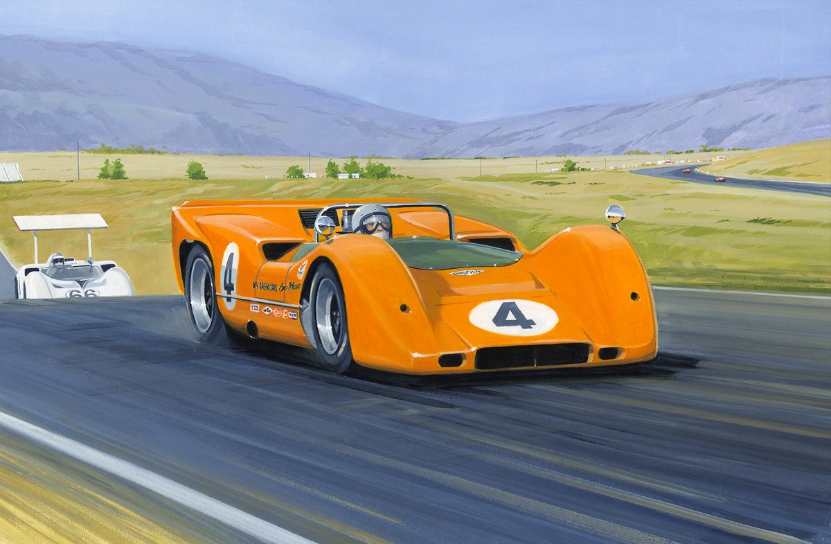 Transport Painting By Martin Tomlinson, 30 X 22", Mclaren / Canam - 1967, Original Artwork