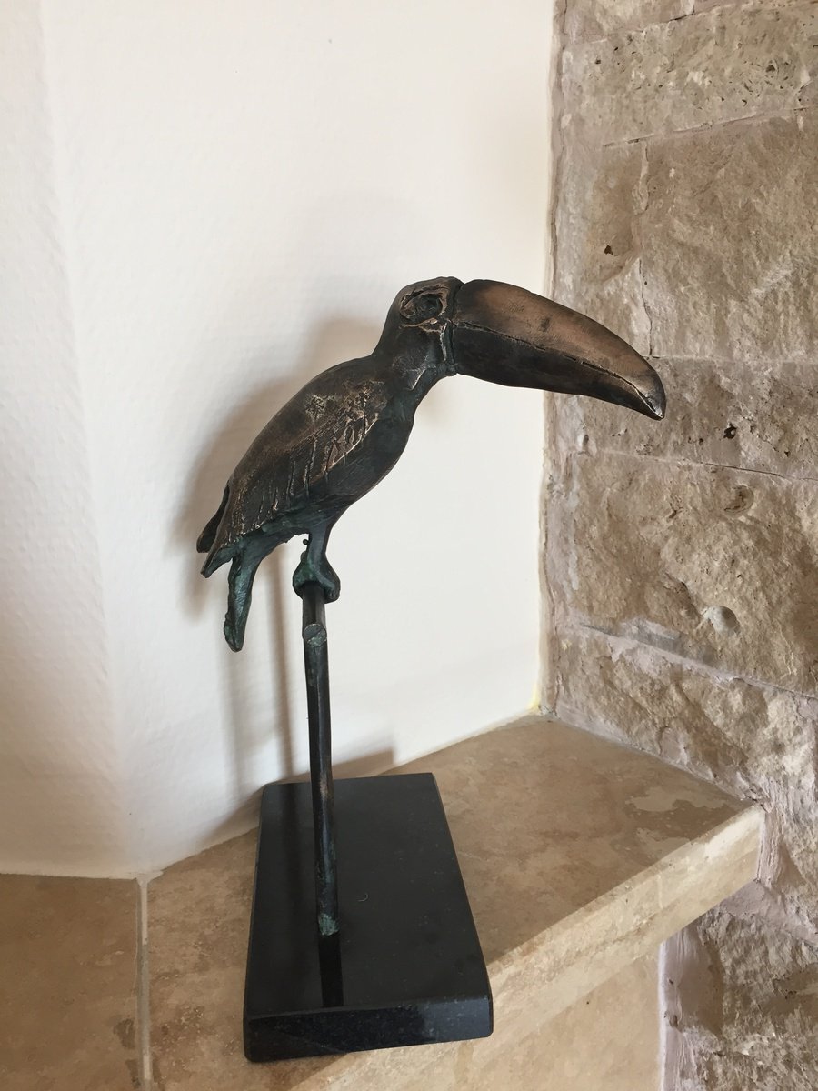 Surrealistic Animal Bronze Sculpture By Toth Kristof, 6 X 10", Toucan, Original Artwork