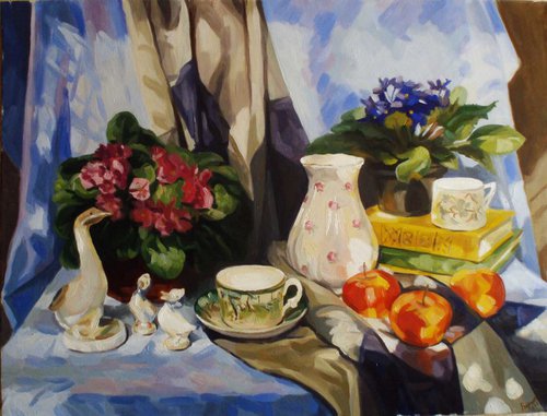 Still life with violets by Kateryna Bortsova
