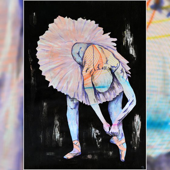 Ballerina - Vibrations Mixed Media Original Modern Art Painting