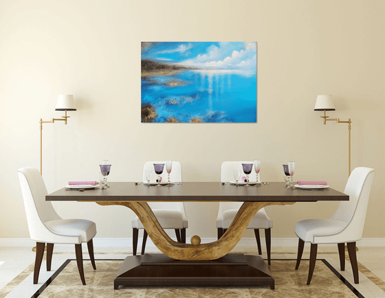 A XL large modern abstract figurative seascape painting "Blue emotion"