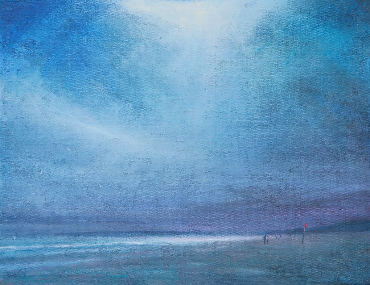 Impressionistic Landscape Oil Painting By Derek Hare, 23 X 19, On Camber Sands, Original Artwork