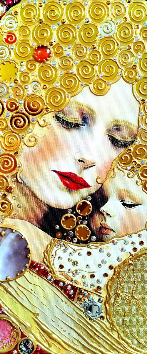 Mom and daughter, mother and baby - love painting woman and child. Nursery girl room wall home decor. Christmas gift for mom, gift for mom for Mother's Day, Thanksgiving Day, Birthday. by BAST