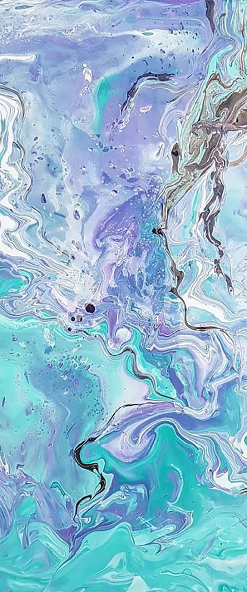 Blue flow acrylic abstract painting by Chloe Brown