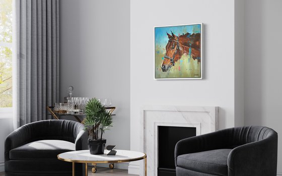 Brandy - Framed Horse Oil Painting - 55cm x 55cm