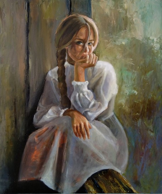 Tale 60x50cm ,oil/canvas, impressionistic portrait