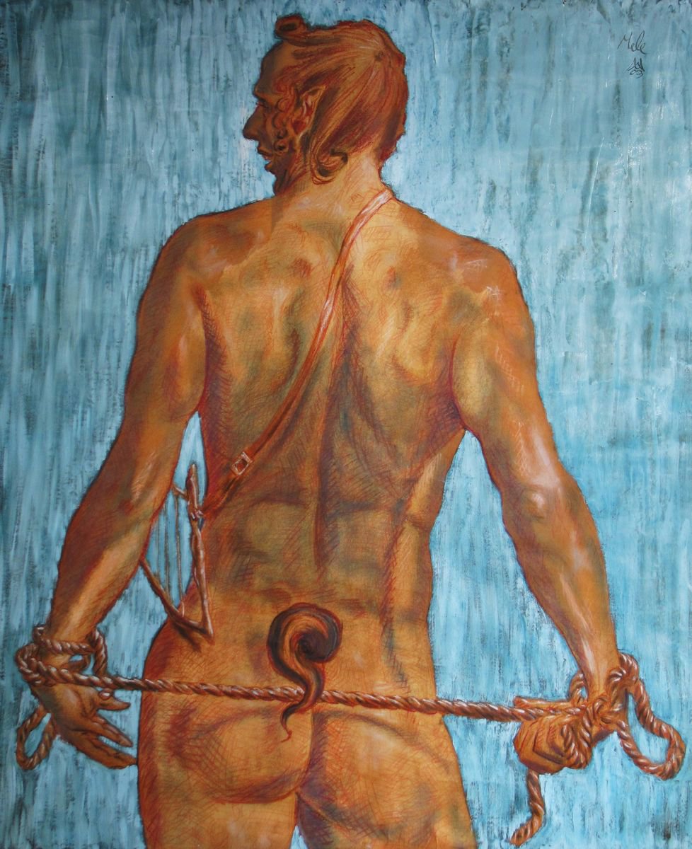 Portrait Oil Painting By Antonio Mele, 46 X 53, Marsia, Original Artwork