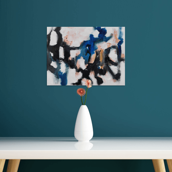 Abstract painting on paper, Blue art