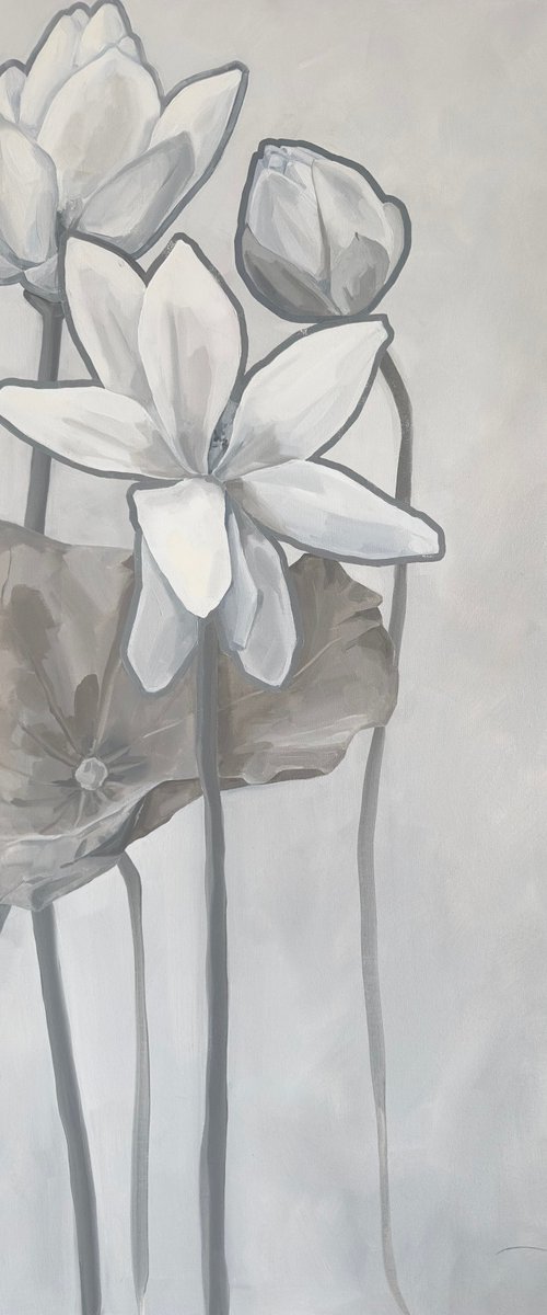 White Lotus Flowers by Snezhana Zhukova