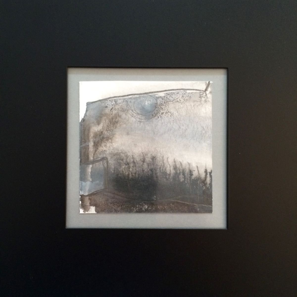 Abstract Watercolour By Gesa Reuter, 8 X 8, Little Grey Moon, Original Artwork