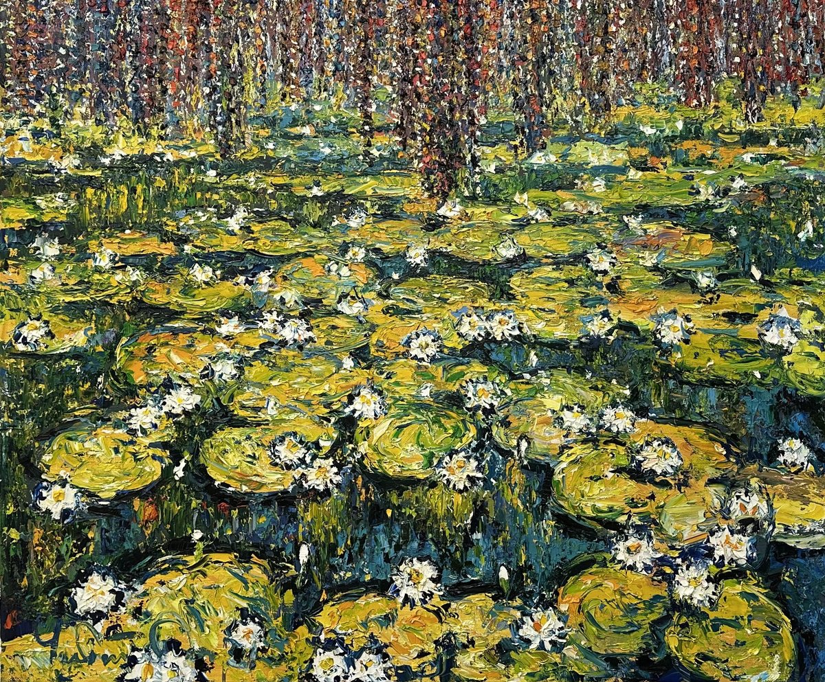 Impressionistic Landscape Oil Painting By Andrii Chebotaru, 47 X 39, Shining Silence, Original Artwork