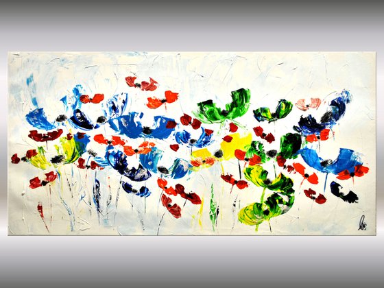 Dance of Poppies - Abstract - Acrylic Painting - Canvas Art- Wall art - Flower painting - Ready to hang