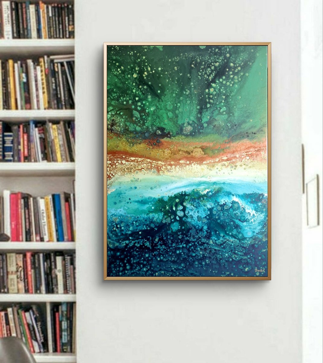 Abstract Landscape Acrylic Painting By Eleni Denart, 28 X 39, Skydive, Original Artwork