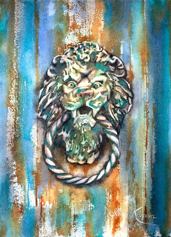 Lion door knocker