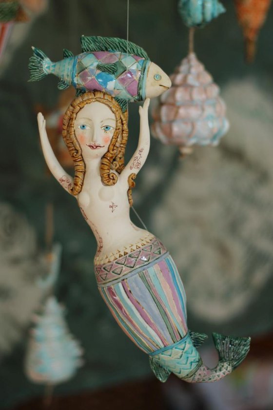 Underwater Baroque Project - Mermaid. Hanging sculpture.