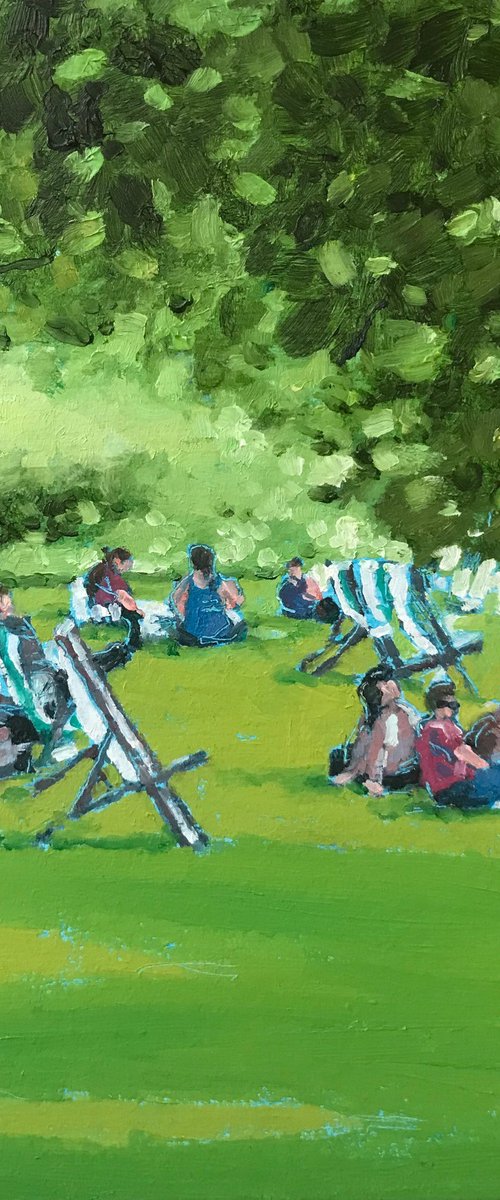 Deckchairs in Hyde park. by Stephen Brook