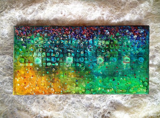 Mixed Media Abstract, Canvas, Modern Painting "Sweet Falling", Modern heavy textured painting, Original Art, glass wall art, small canvas.