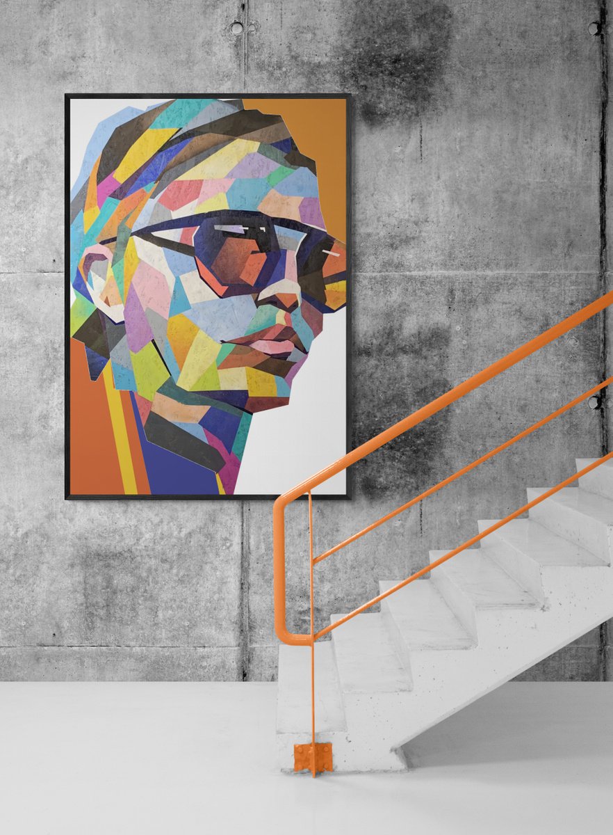 Urban And Pop Portrait Acrylic Painting By Yaroslav Yasenev, 50 X 72", Bright Girl, Original Artwork